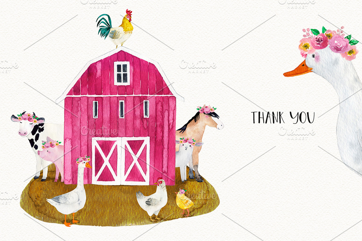 FARM ANIMALS watercolor set PART 2, an Animal Illustration by Natali Smolova (Photo 7 of 7)