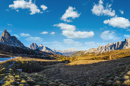 Mountain sunny evening peaceful view from Giau Pass., a Nature Photo by YuriyB