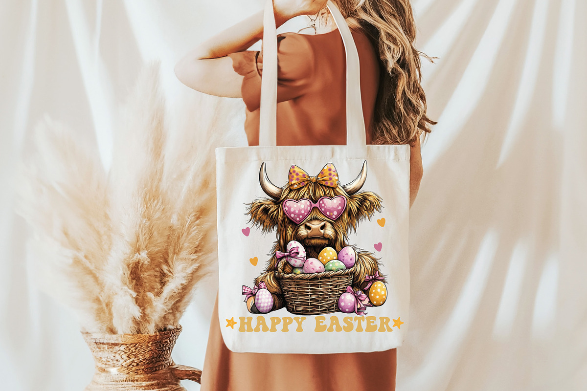 Easter Day Highland Cow PNG, an Illustration by DreamCafeArt (Photo 7 of 8)