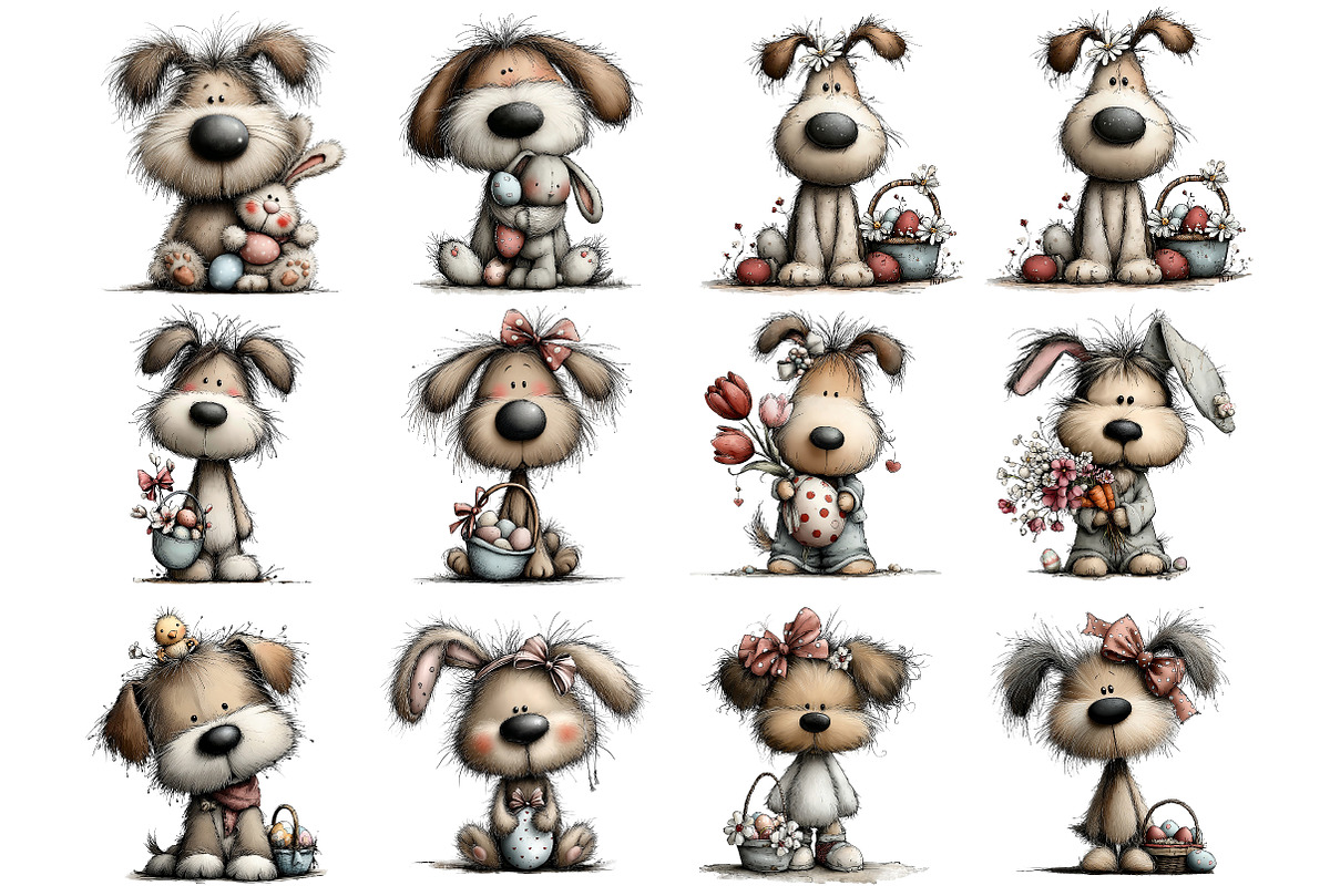 Whimsical Easter Dog Clipart, an Illustration by DreamArtGraphic (Photo 2 of 4)