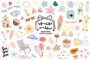 Trendy Summer Girl Clipart & Quotes, a Seasonal Illustration by Ruslana Lubenets