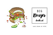 Big Burger Doodle set, a Food Illustration by WINS Doodle shop (Thumbnail 1 of 8)