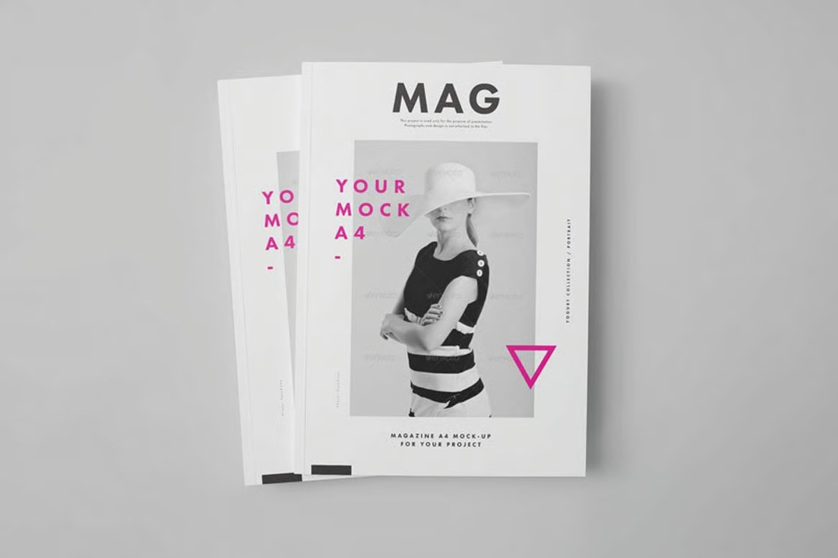 Two Stacked Front A4 Magazine Mockup, a Books & Magazine Mockup by DesignRushMarket (Photo 1 of 2)