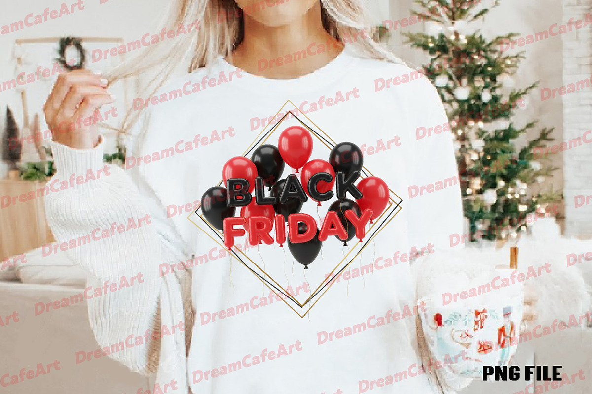 Black Friday Balloons PNG, an Illustration by DreamCafeArt (Photo 2 of 4)