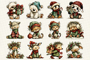 Whimsical Christmas Animals Clipart, an Illustration by DreamCafeArt (Thumbnail 2 of 6)
