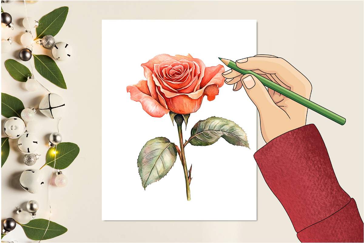 Valentine's Rose Clipart, an Illustration by Design Market (Photo 4 of 5)