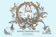 Spring Rabbit cute vector collection, an Animal Illustration by Zimages (Thumbnail 2 of 9)