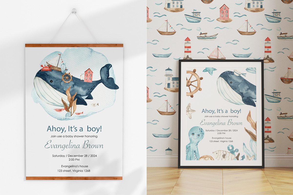 Nautical kids watercolor, a Transportation Illustration by Marina Ermakova (Photo 7 of 12)
