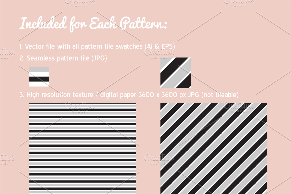Vector 3 Color Stripes Patterns, a Pattern Graphic by SubwayParty