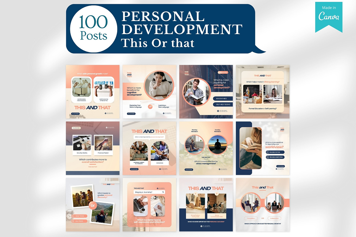 Personal Development Canva Templates, a Social Media Template by Viral Content Design (Photo 7 of 14)