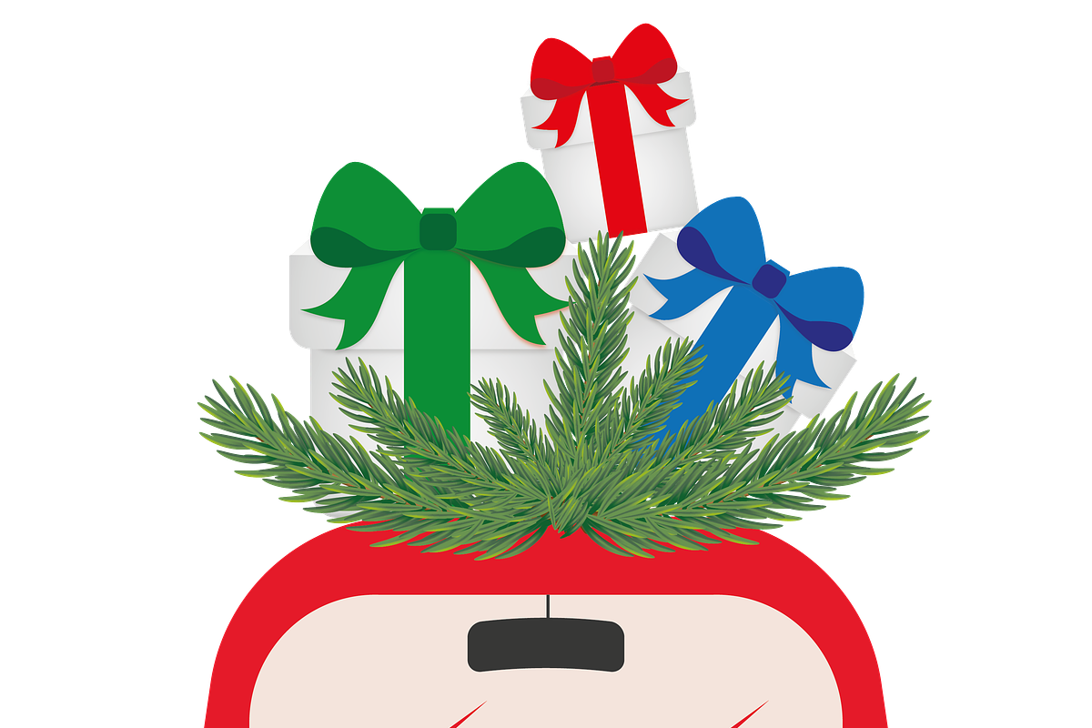 Car Carrying Christmas Presents, a Transportation Illustration by JYa_Design