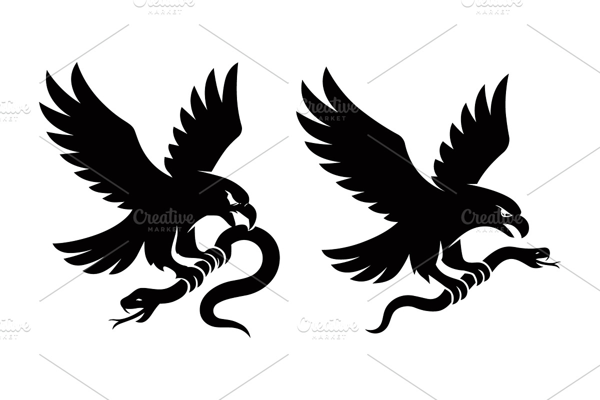 Eagle with Snake, an Animal Illustration by Pixes