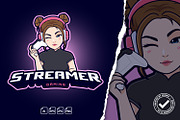 Cute Gamer Girl With Hair Bun Logo, a Branding & Logo Template by tkzgraphic (Thumbnail 1 of 2)