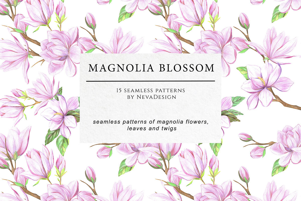 Magnolia Floral Patterns, a Pattern Graphic by NevaDesign