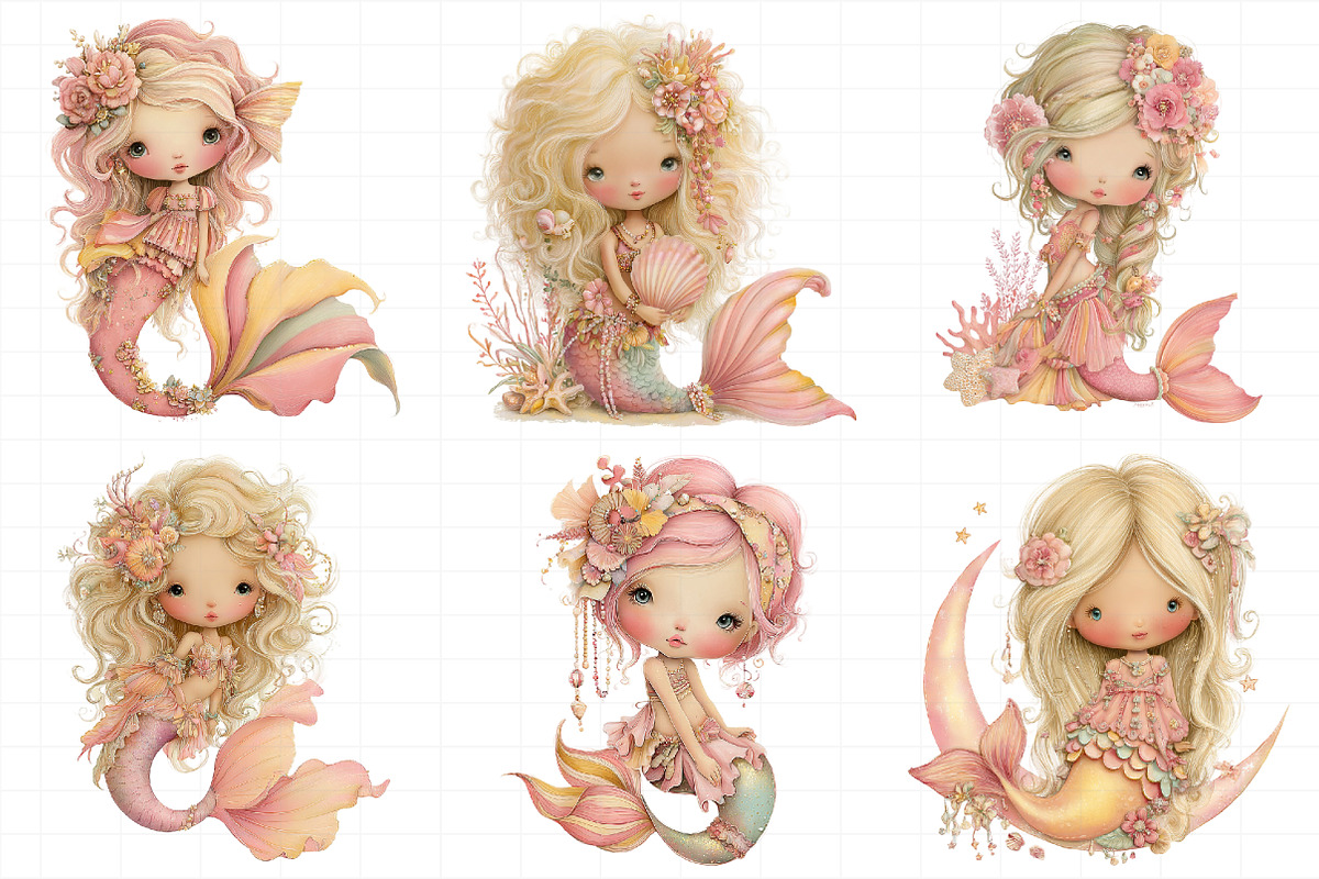 Whimsical Summer Mermaid Clipart, an Illustration by Daily.Designs (Photo 5 of 6)