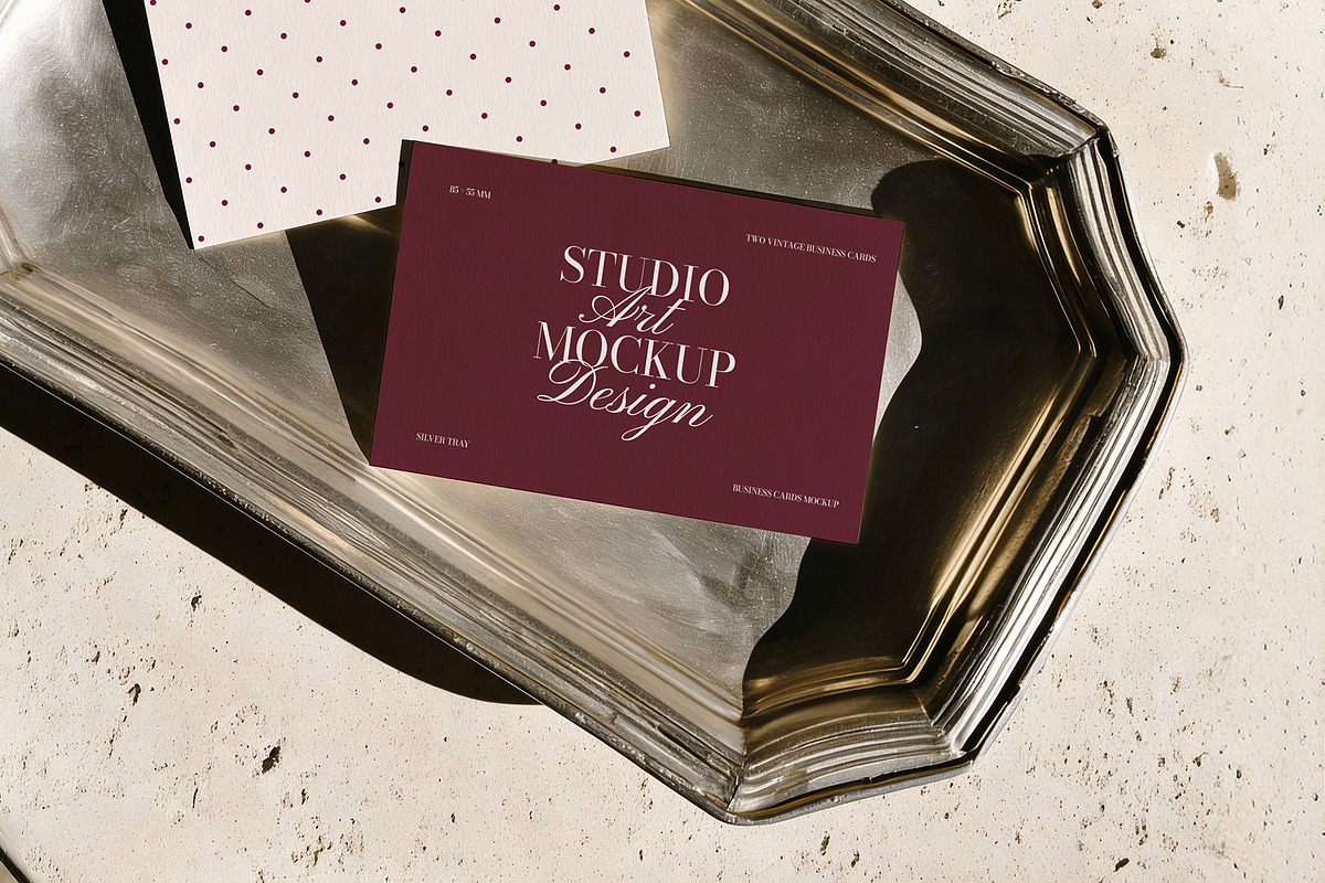 Two Vintage Business Cards Mockup, a Product Mockup by nkate (Photo 3 of 4)