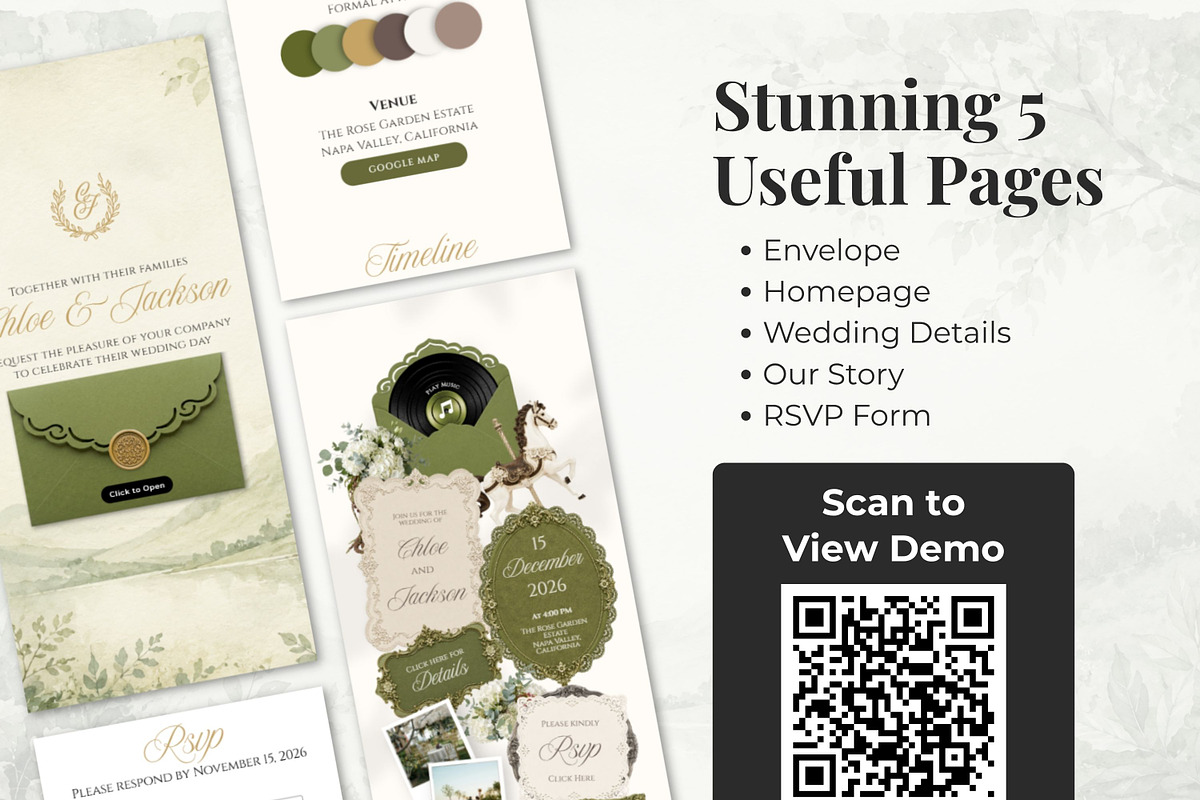 Vintage Green Wedding Website, a Landing Page Template by Everyday Perfection (Photo 4 of 13)