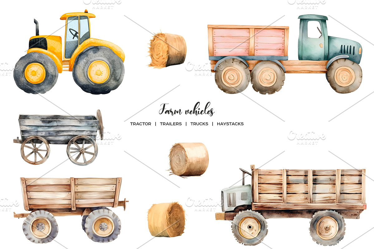 Watercolor farming life clipart, a Food Illustration by Art and Funny (Photo 5 of 7)