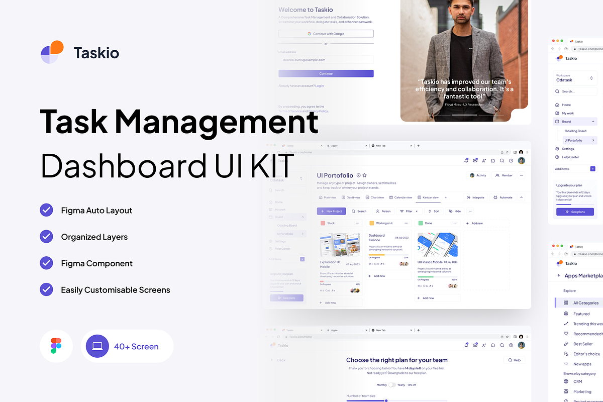 Taskio - Task Management UI KIT, an UI Kit Template by cansaasstudio (Photo 1 of 6)