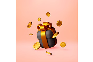3D Present box with golden money, an Object Illustration by Abscent