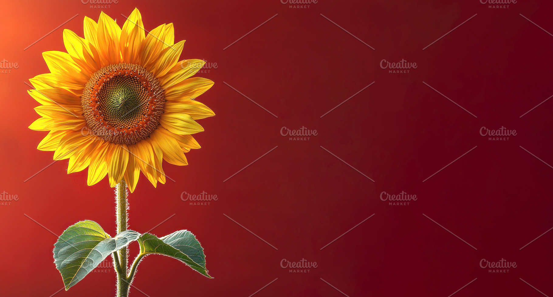 Vivid sunflower with golden petals and green leaves illuminated, a Nature Photo by José Manuel Gelpi