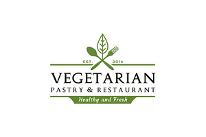 Fork Leaf Vegan Food Restaurant Logo, a Branding & Logo Template by Enola99d