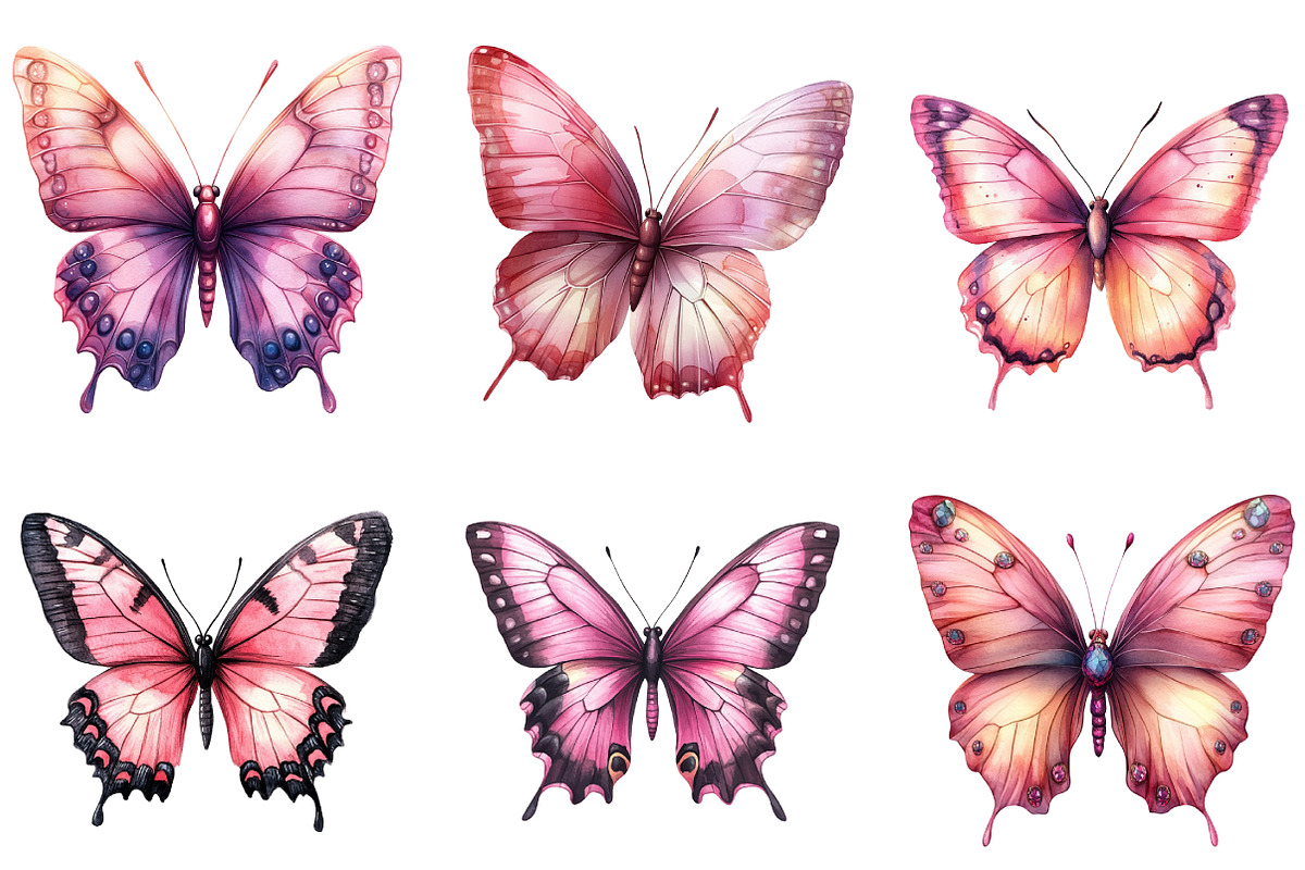 Pink Butterfly Clipart, an Illustration by DreamArtGraphic (Photo 2 of 5)