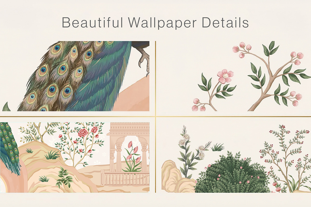 Vintage Mughal Garden Wall Mural, a Decorative Illustration by GraphicsByNaeem (Photo 4 of 5)