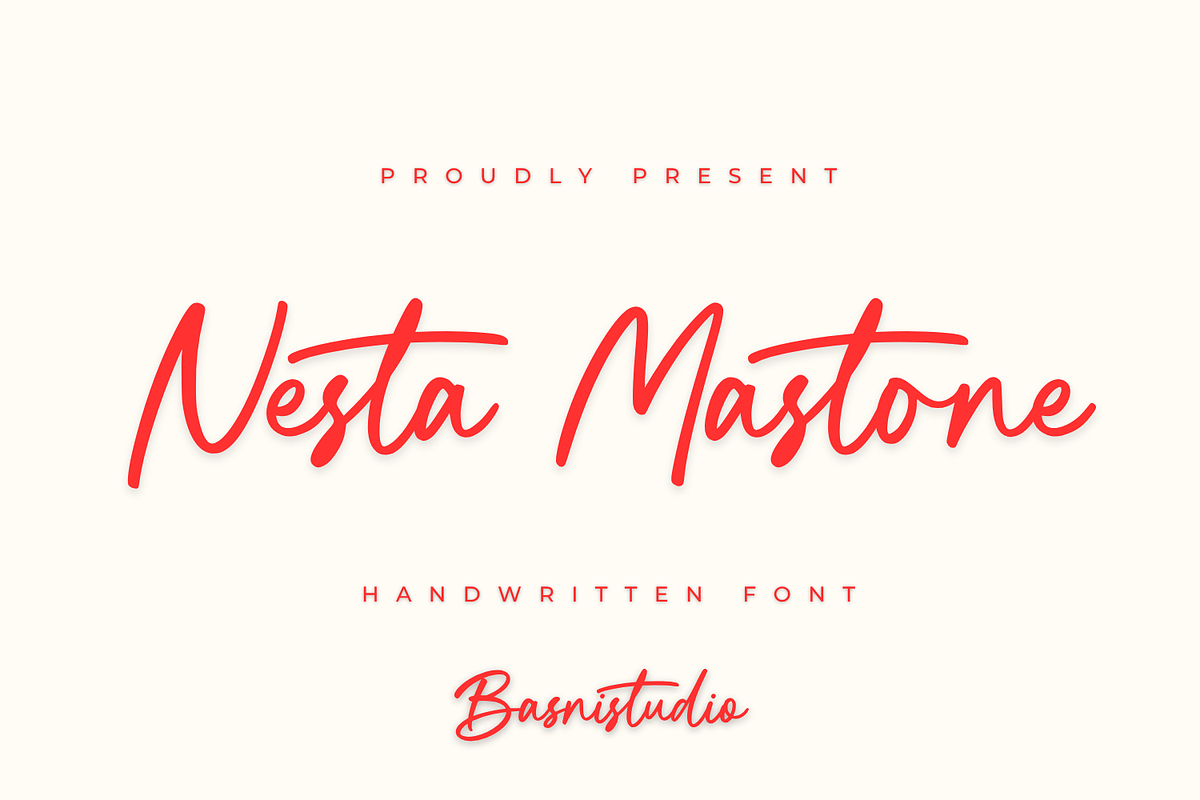 Nesta Mastone a Handwritten Font, a Handwritten Font by Basnistudio (Photo 1 of 14)
