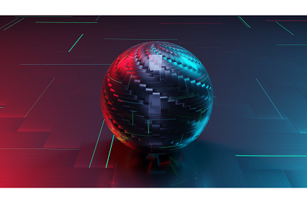 Dark textured sphere on a metal