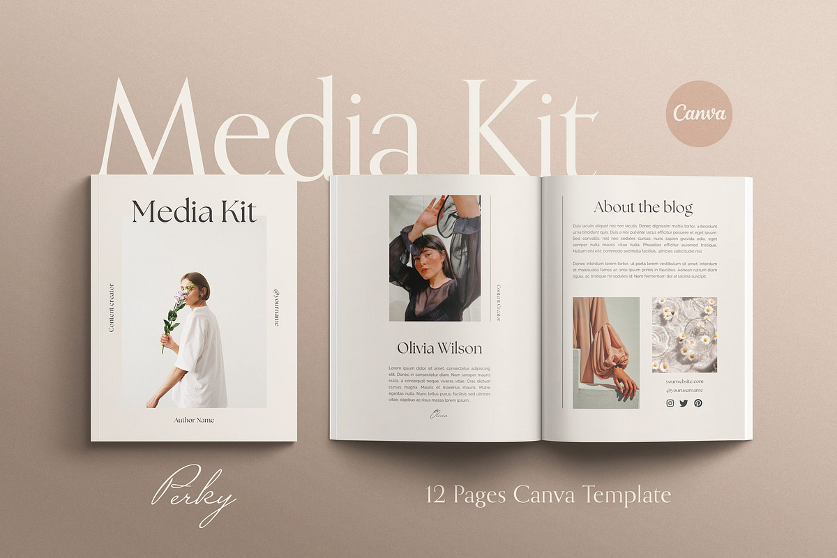 PERKY | Media Kit Canva Template, a Magazine Template by Sierra Creative Studio (Photo 1 of 10)
