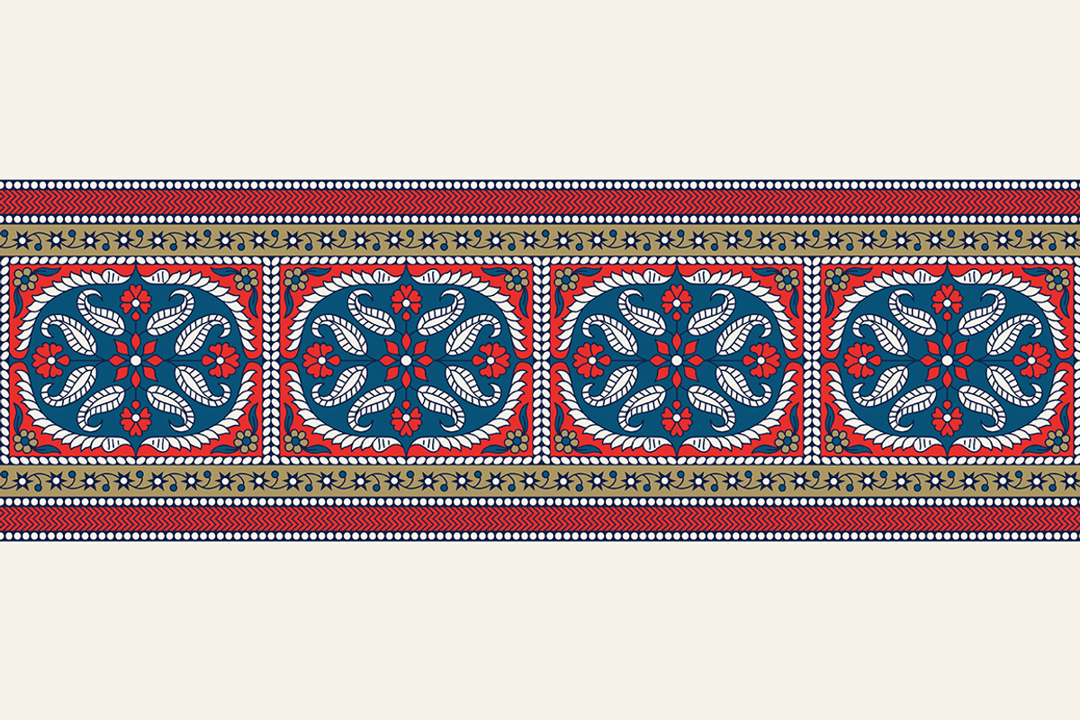 Blue Indian Block Print: Border Vol2, a Pattern Graphic by StabuLaRasa illustration (Photo 10 of 13)