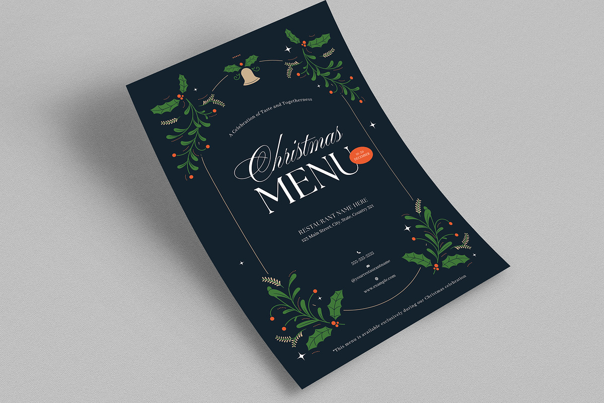 Simple Elegant Black Christmas Menu, a Flyer Template by VectorVactory (Photo 4 of 4)