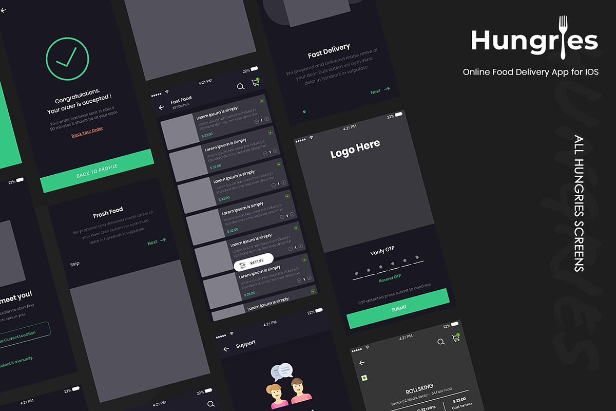 Hungries Wireframe UI Kit for Food, an UI Kit Template by SyalUIUX (Photo 3 of 9)