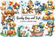 Quirky Dog and Fish Clipart, an Illustration by Designworld (Thumbnail 1 of 4)