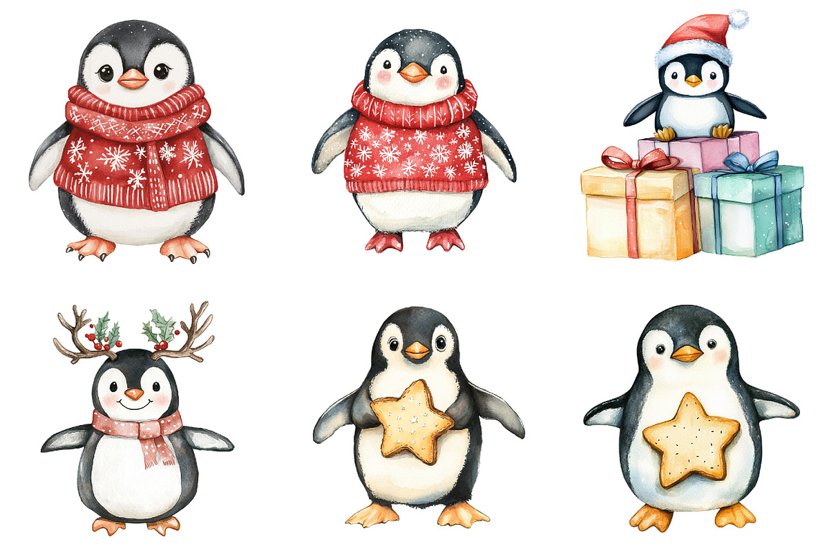 Christmas Penguin Clipart, a Graphic by CitraGraphics (Photo 3 of 4)