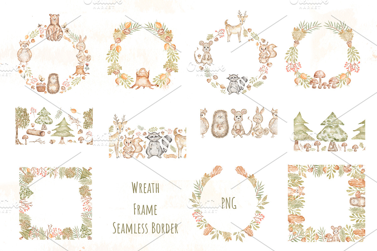 Cute Woodland Friends Collection, an Animal Illustration by MayaNavits (Photo 7 of 12)