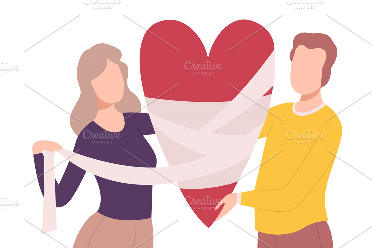 Young Man and Woman Bandaging, a Person Illustration by TopVectors