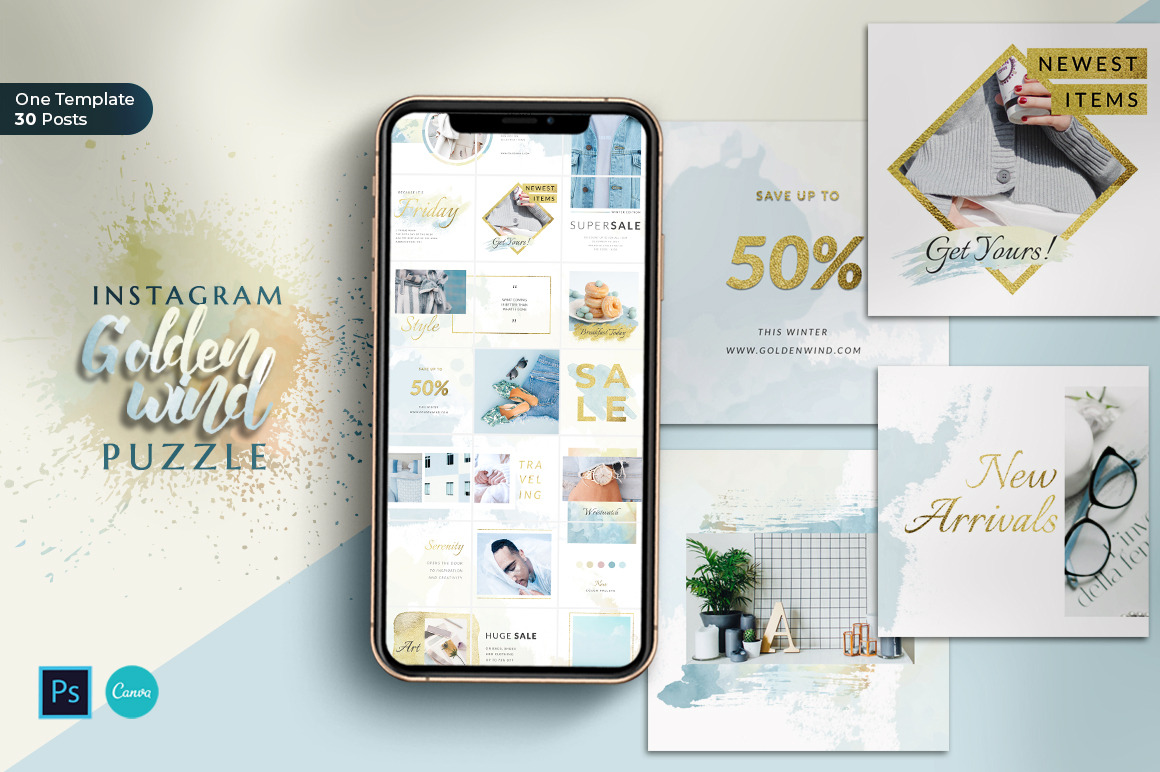 Instagram Puzzle Wind - Canva & PS, a Social Media Template by Eviory