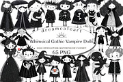 Whimsical Gothic Vampire Dolls Clipa, an Illustration by DreamCafeArt (Thumbnail 1 of 8)