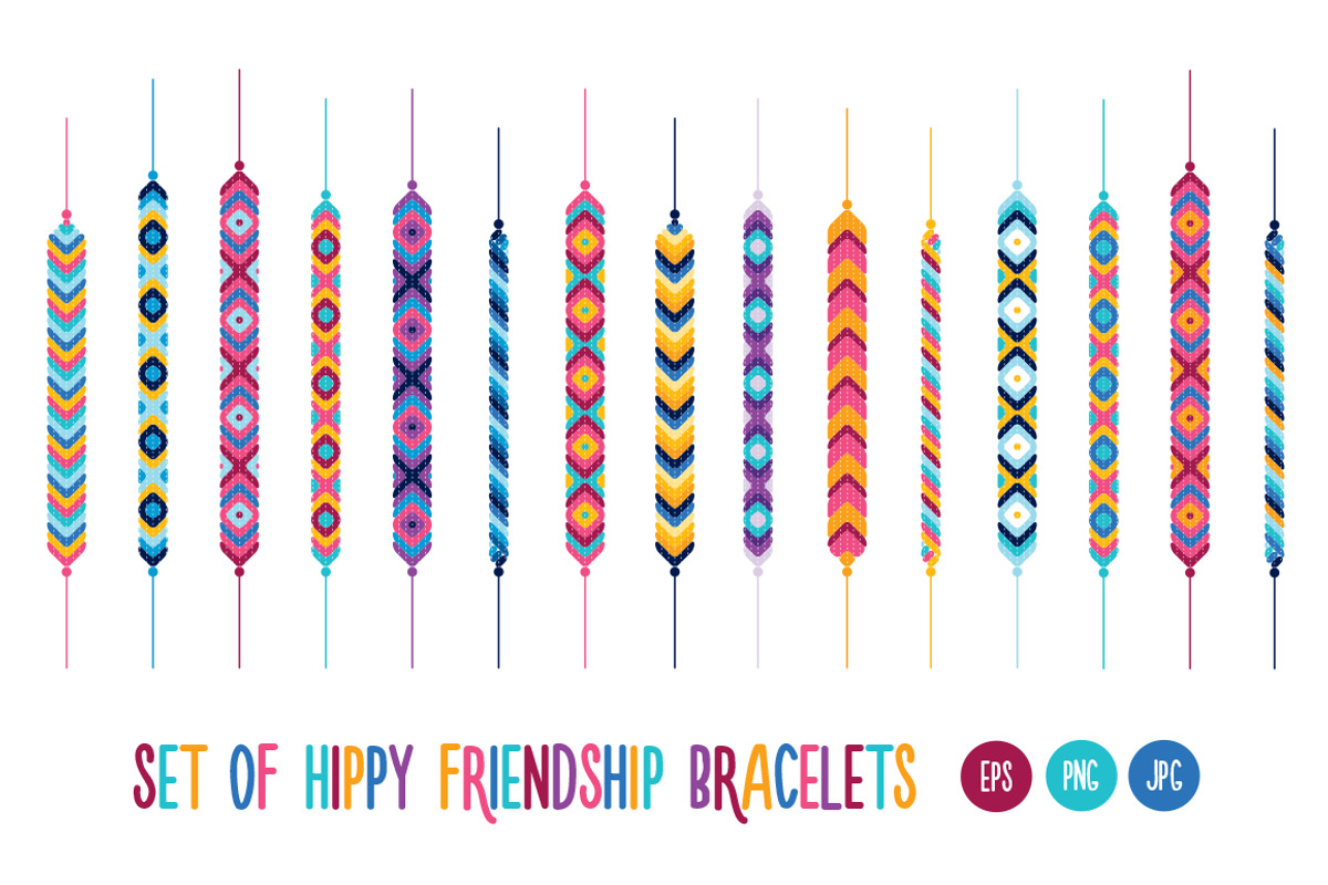 Set of hippy friendship bracelets, an Object Graphic by moibalkon