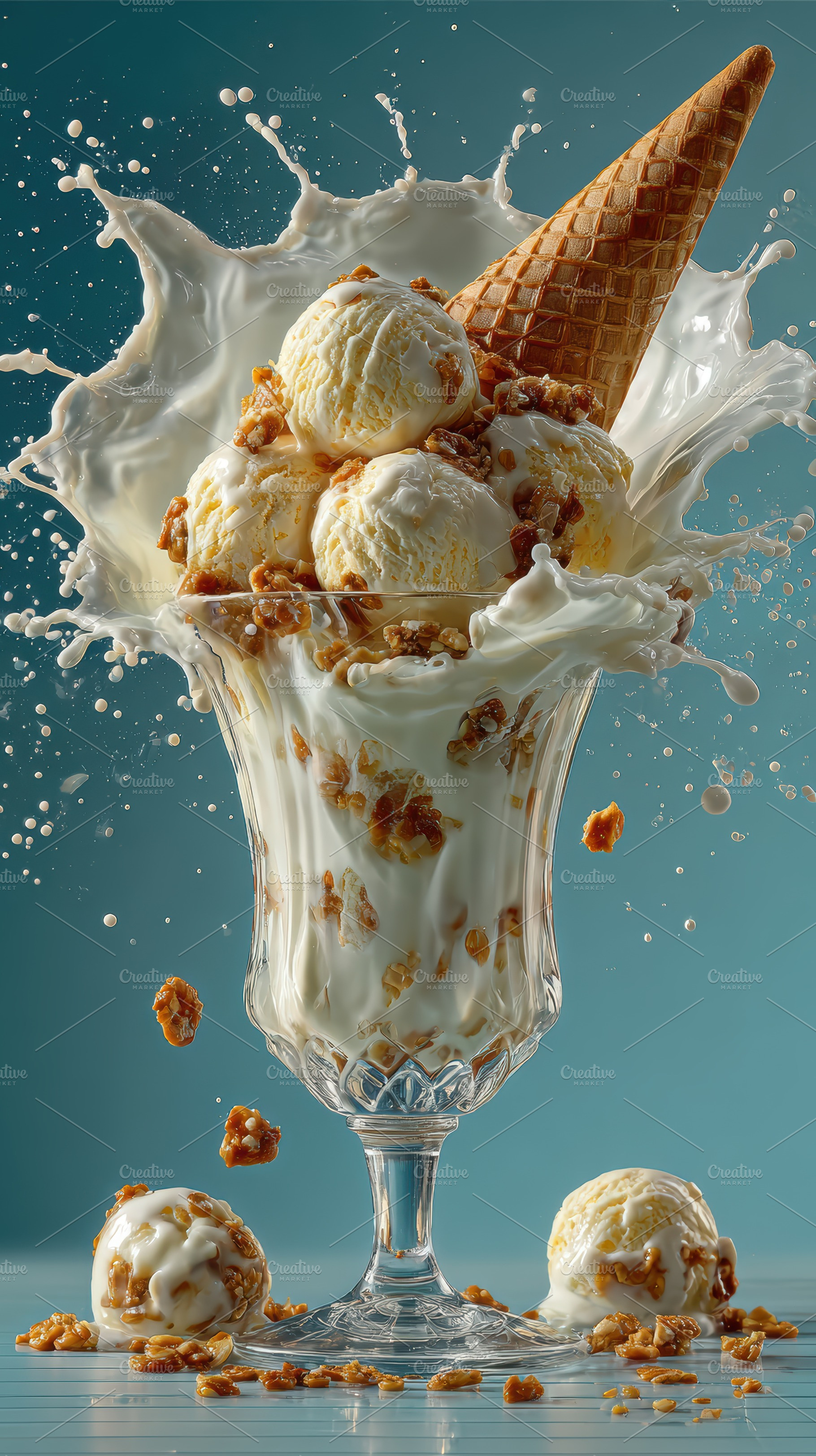 Creamy Ice Cream Explosion Milk Spla, a Photo by Pixeness Studio