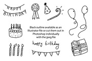 Cute doodle birthday icons, a Seasonal Illustration by Liz Pengilley Studio (Thumbnail 2 of 4)
