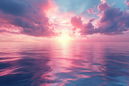 Beautiful sunset over the tranquil o, a Photo by Tanuart