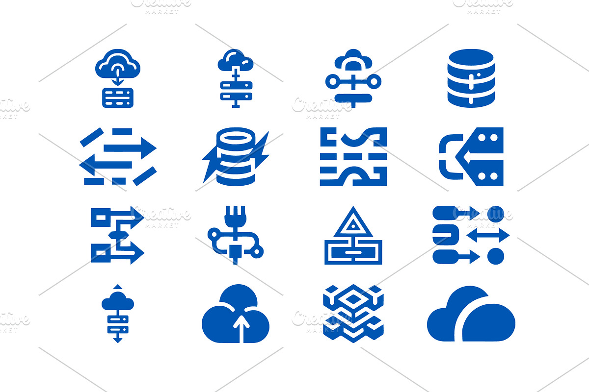Tech Cloud Data Server Icons Bundle, a Solid Icon by Vectorium Studio (Photo 17 of 24)