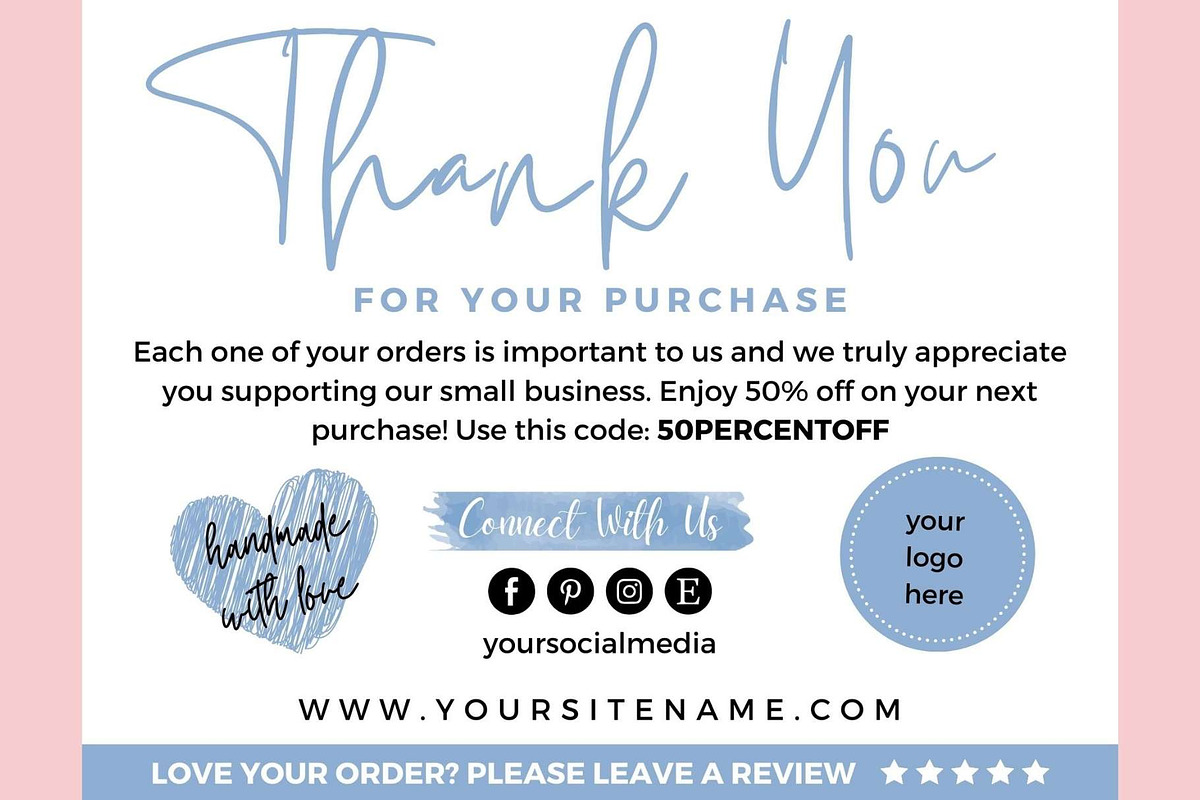 Thank you order card blue Canva 13, a Card Template by bonadigitals (Photo 2 of 3)
