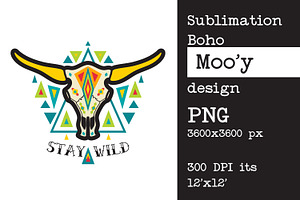 Sublimation Design Bull Cow Skull