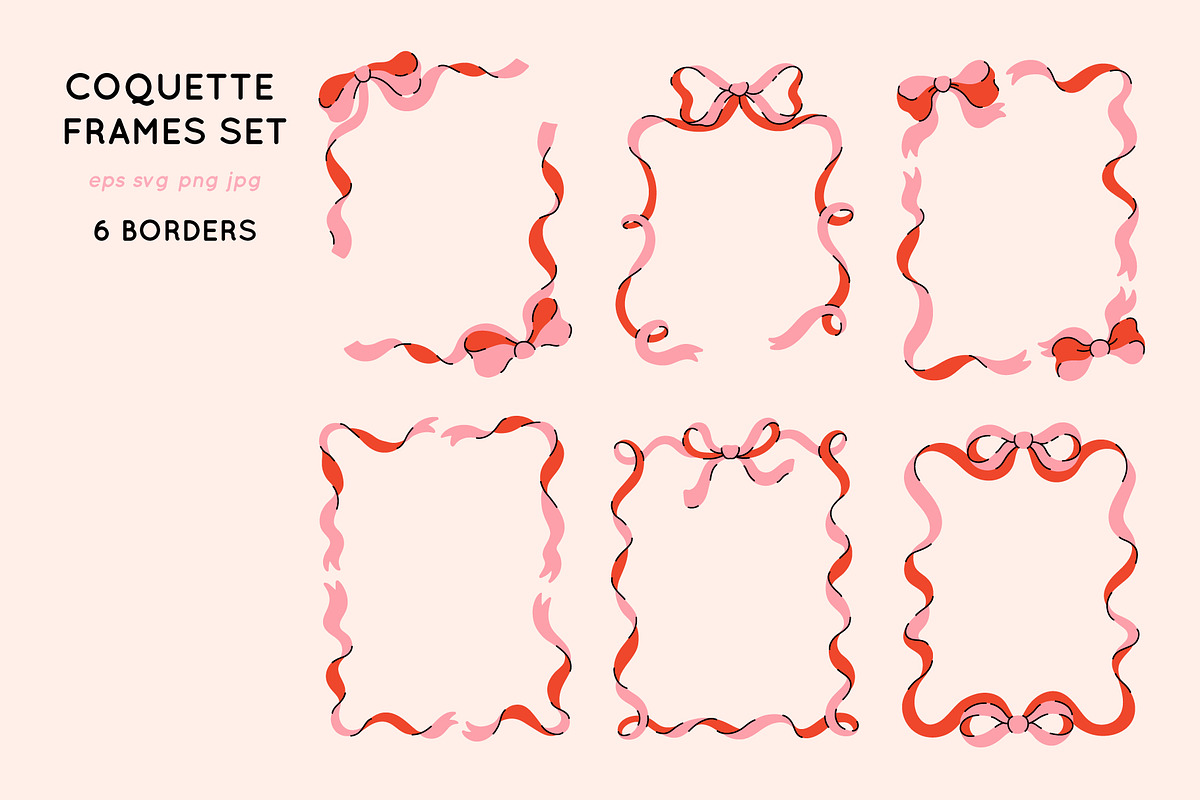 Coquette frames set EPS SVG PNG JPG, a Background Graphic by Viaireshop