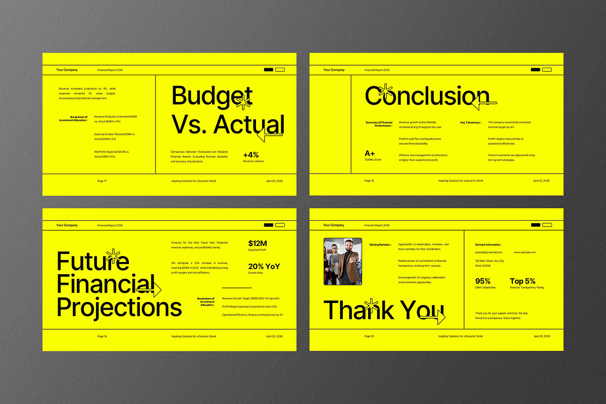 Yellow Financial Report PPT, a Presentation Template by Aiyari Graphic (Photo 5 of 5)