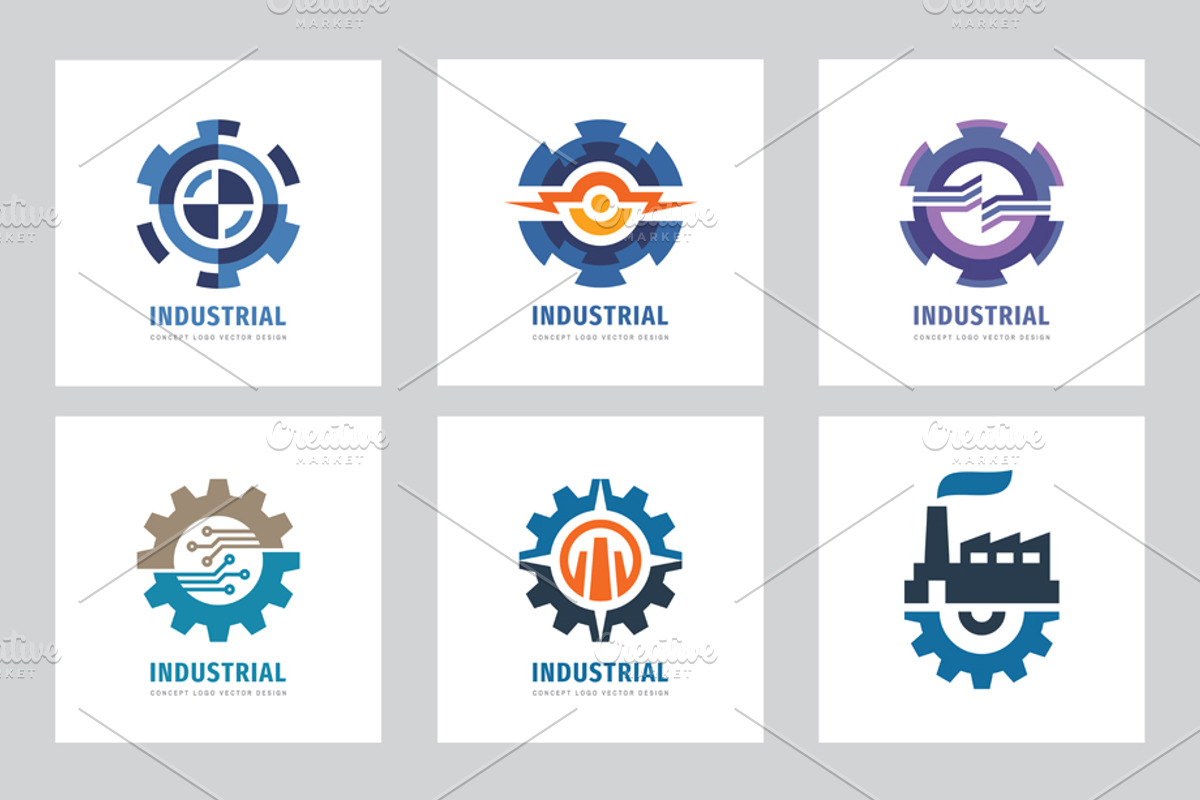 Gear Industrial Vector Logo Set, a Branding & Logo Template by serkorkin